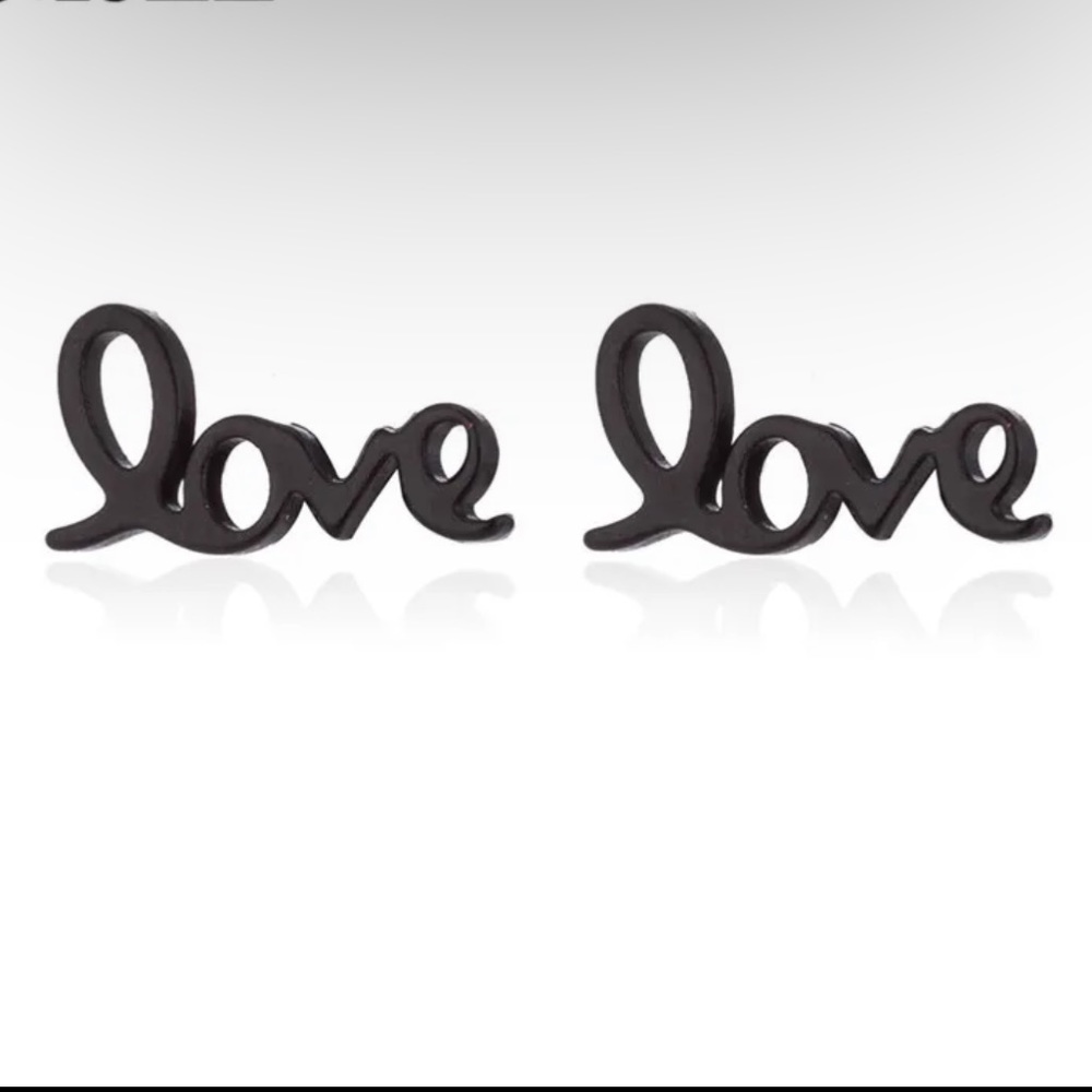 Black Love Cursive Earrings
